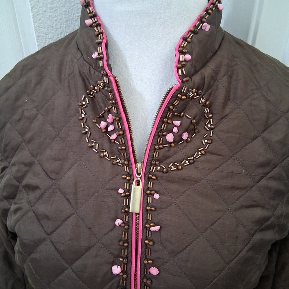 NWOT Silkland Quilted & Beaded Silk Jacket Size M - Picture 5 of 14